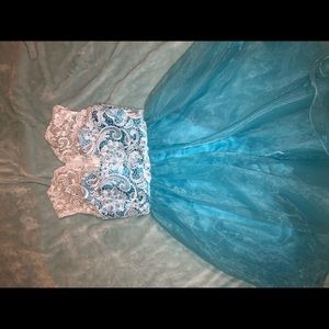 White and blue homecoming dress